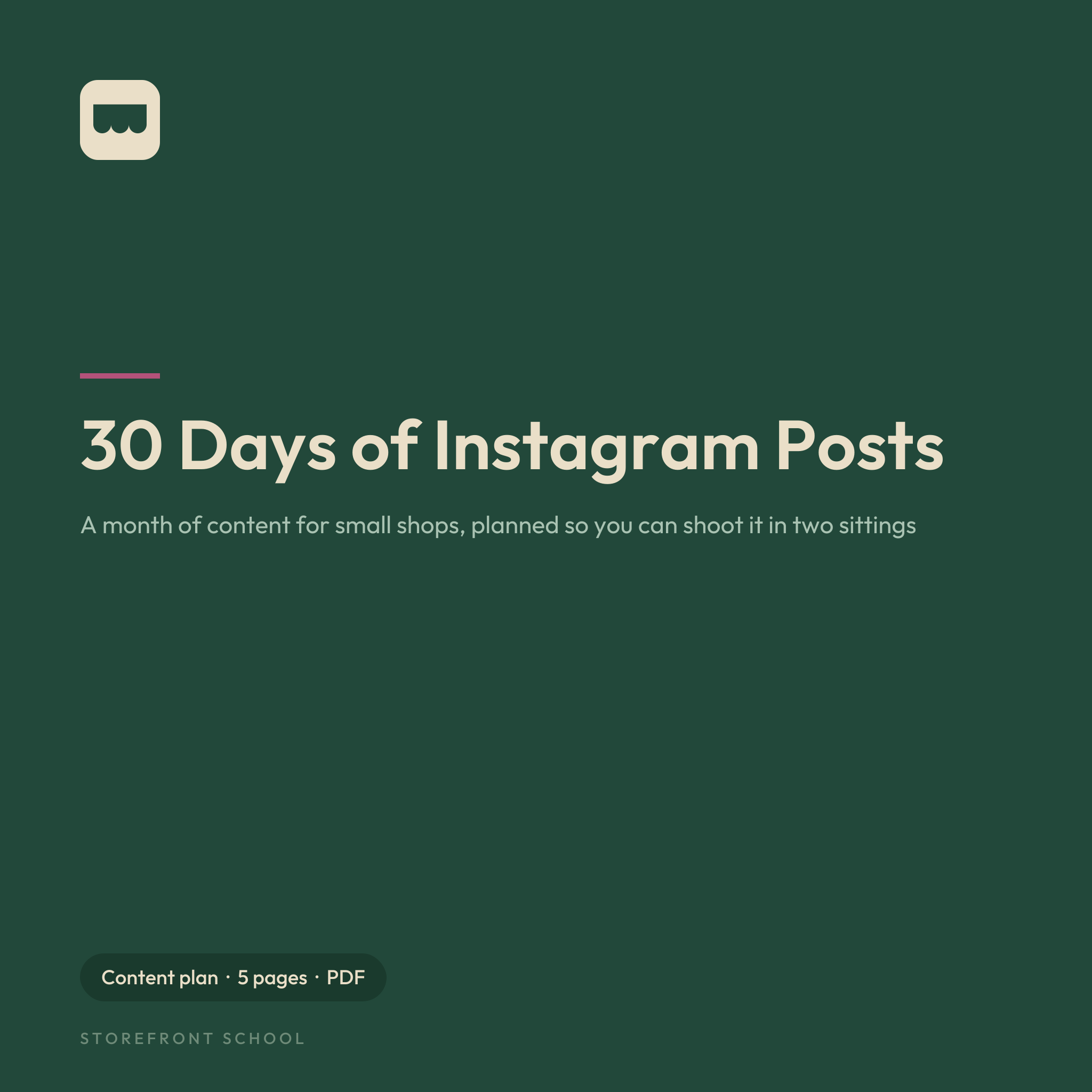 30 Days of Instagram Posts for Small Shops